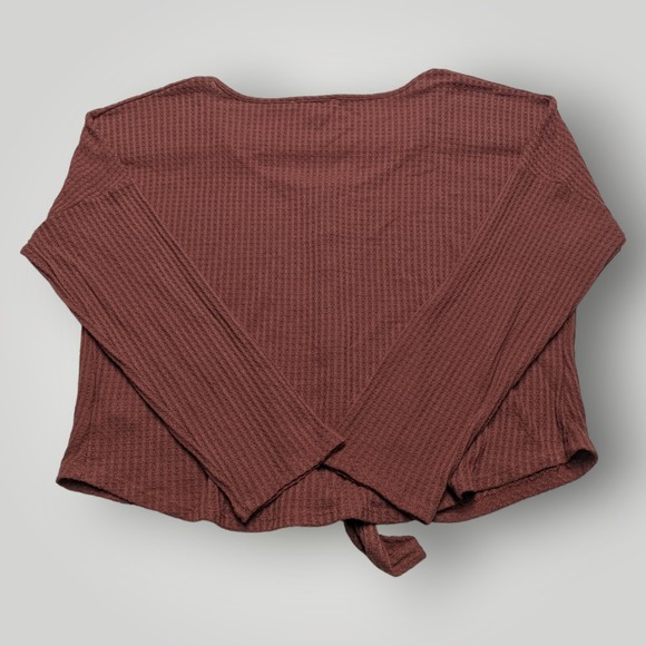 Express One Eleven Women's XL Red Cropped Tie Bottom Knit Cardigan Sweater - Picture 11 of 13